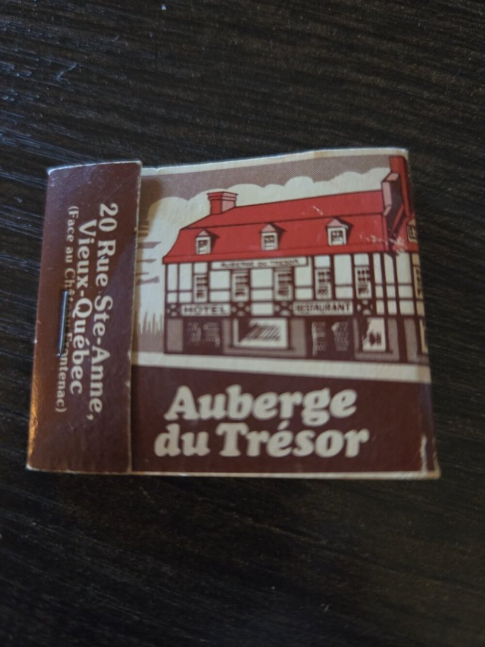 Vintage Aubrrge du Tresor Banquet Matchbook 3 Matches Missing Good Condition